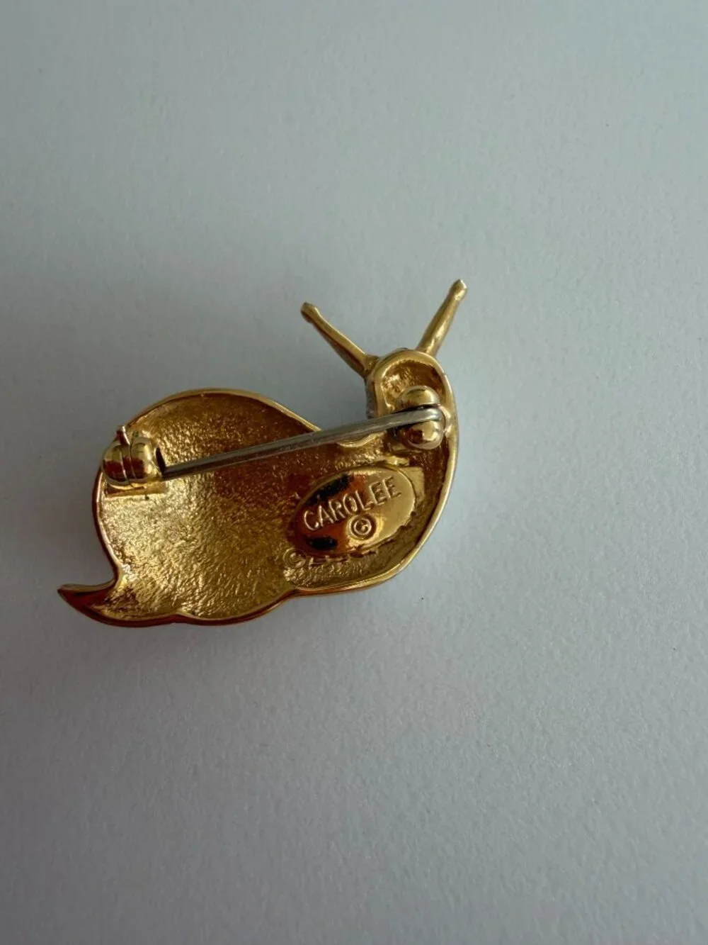 CAROLEE Gold Tone Rhinestone Snail Pin Brooch